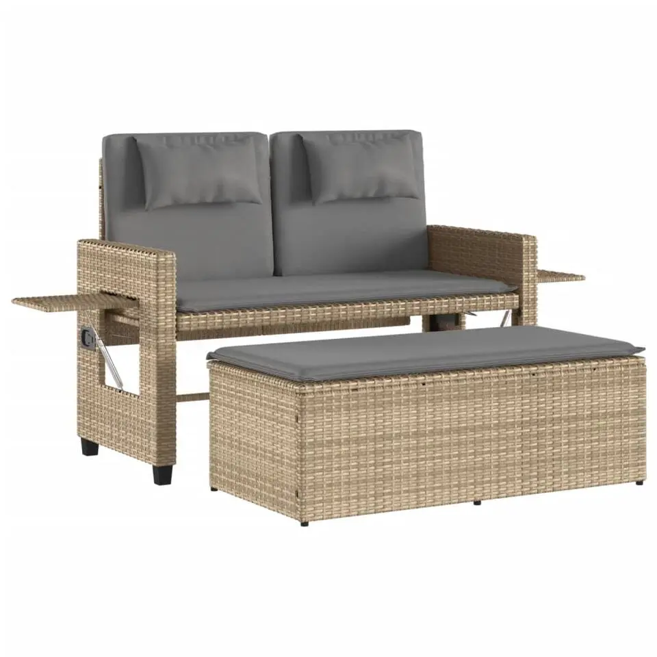 vidaXL - Tuinbank - Beige - Poly rattan