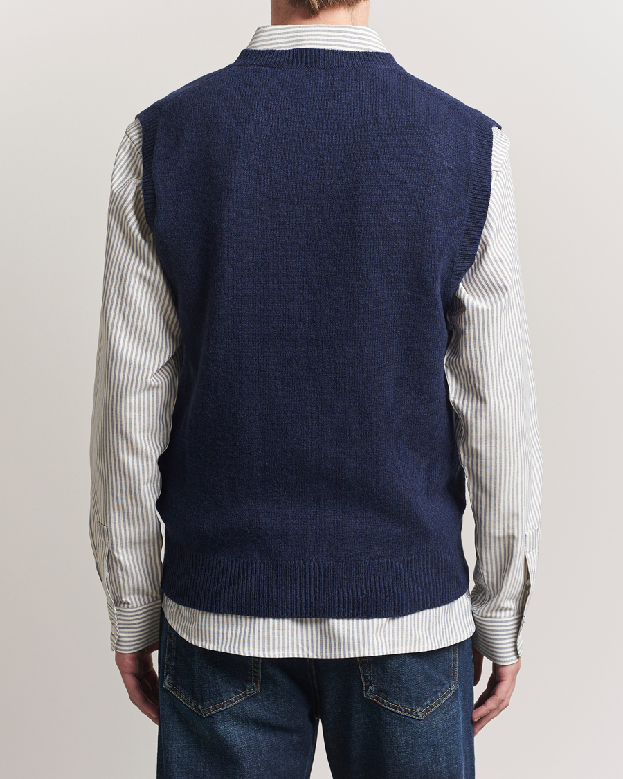 Baracuta Shetland Virgin Wool Vest Navy