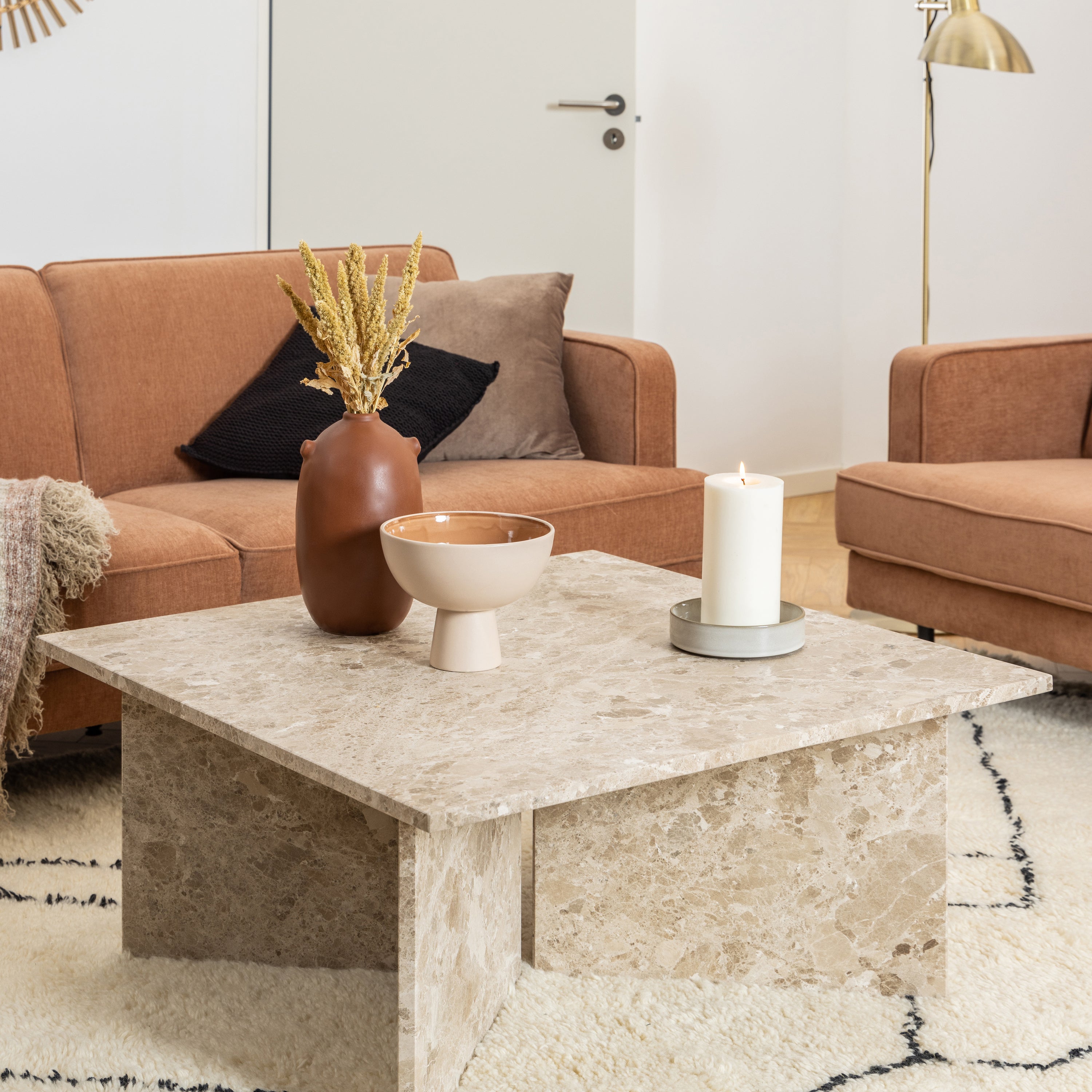 by fonQ Stone Salontafel - Vierkant - Bruin