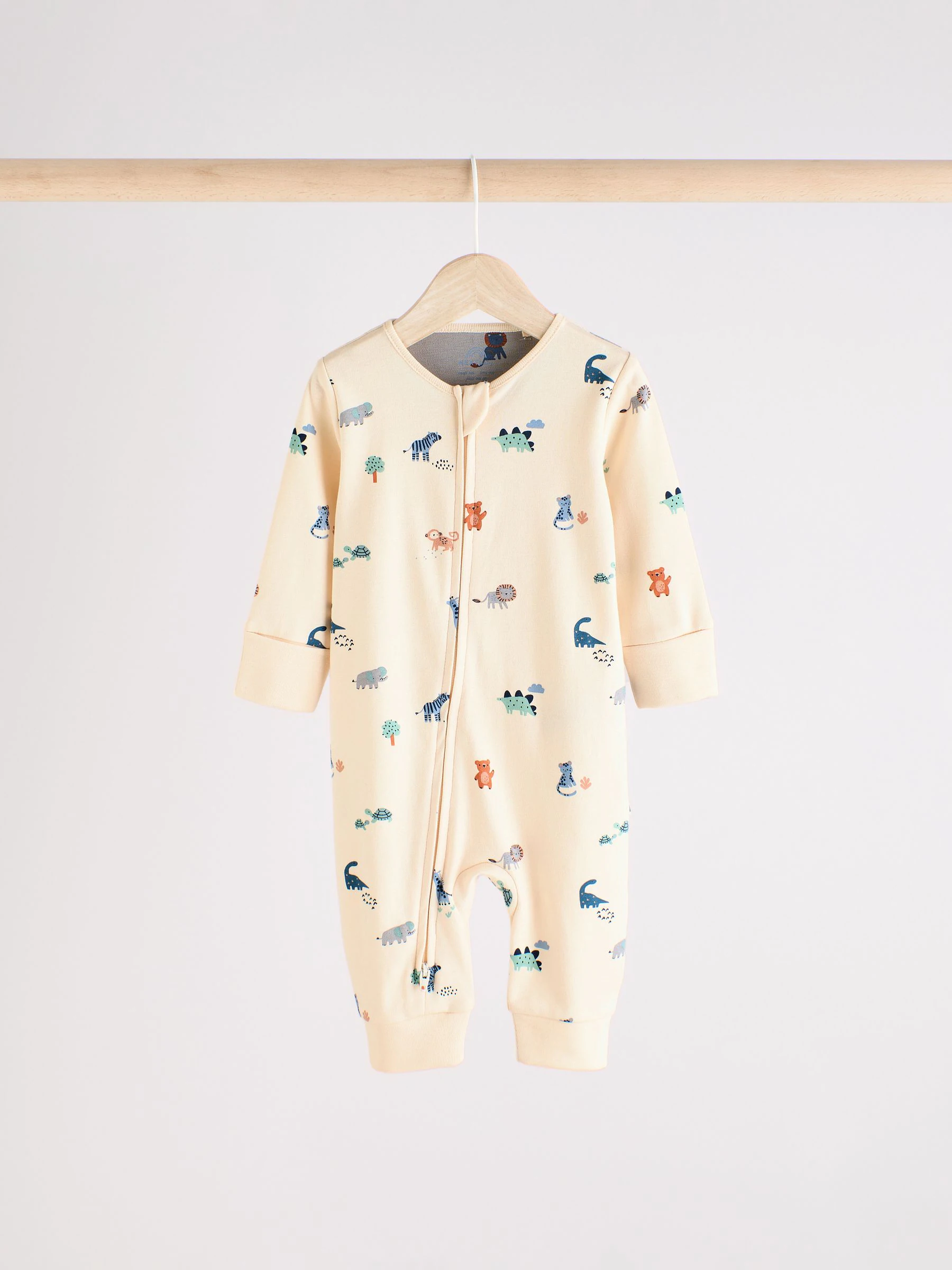 Blauwgroen - Verpakking van 3 baby-pyjama's met rits en print (0mnd -3jr)