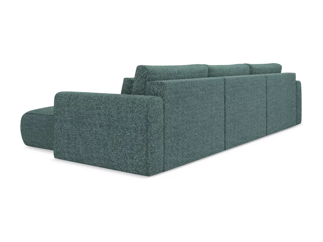 Canapé d'angle panoramique convertible en tissu texturé - jeans - KAPUA