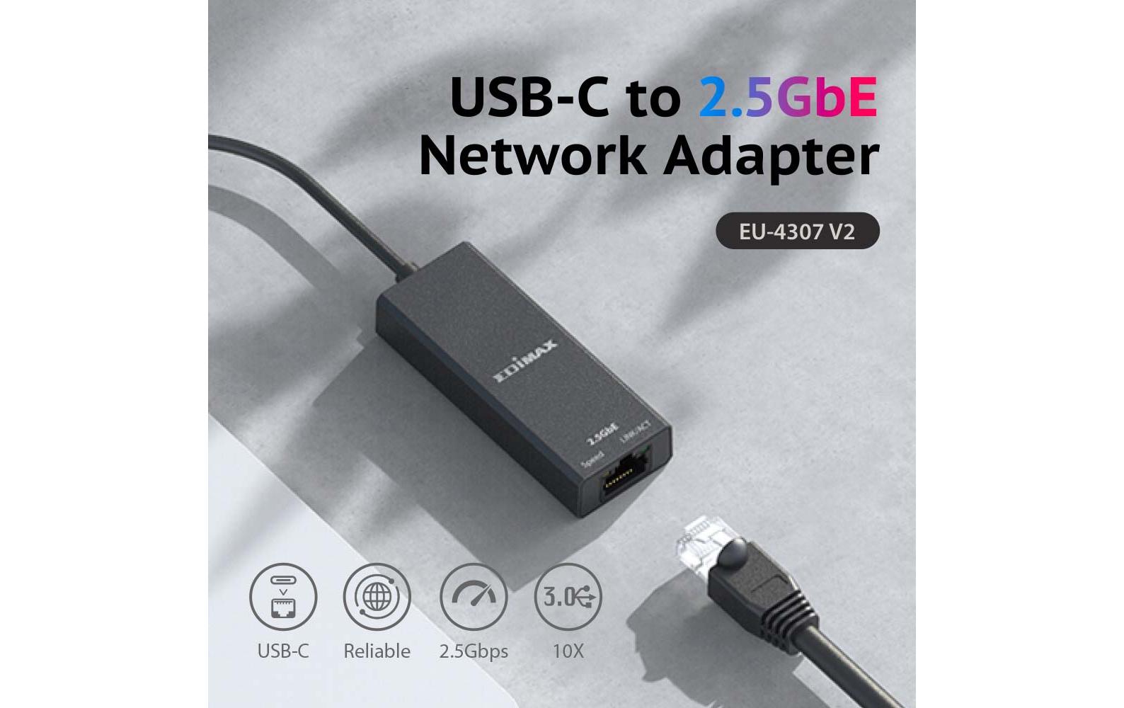 Netzwerk-Adapter EU-4307 V2 USB 3.1 Typ-CUSB-C- zu 2.5G-Gigabit-Ethernet-Adapter