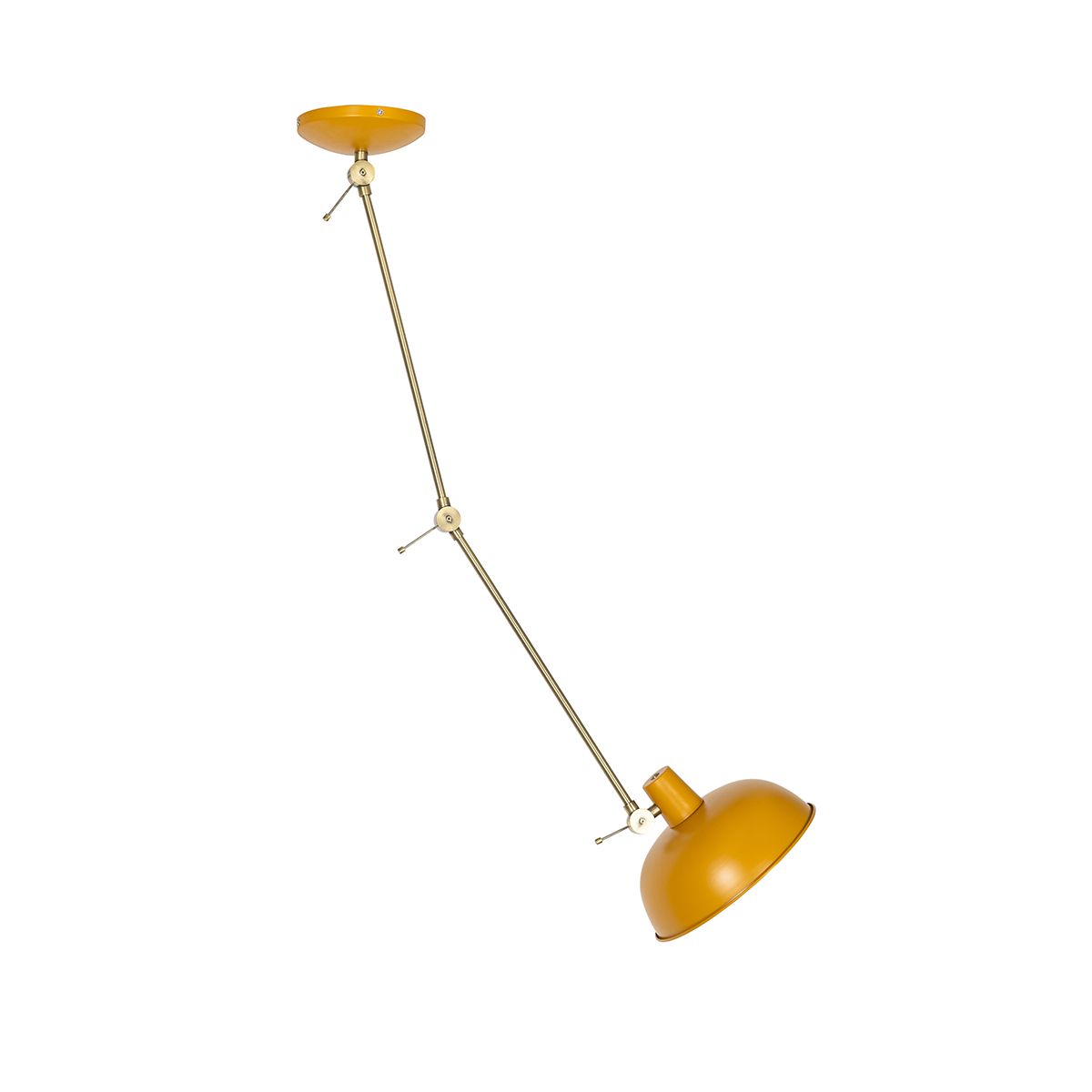 Retro plafondlamp geel met brons - Milou