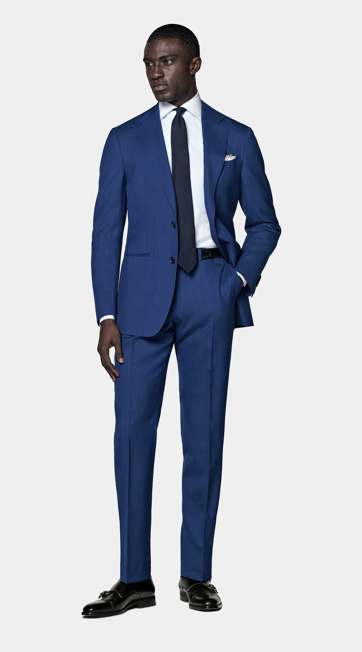 Costume Perennial Havana coupe Tailored bleu moyen