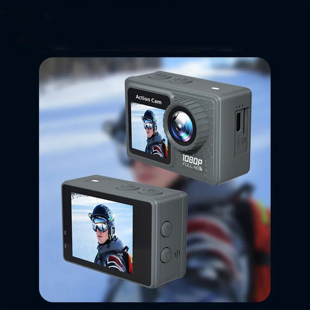 1080p Full HD Action Cam WiFi Kamera mit 120° Weitwinkel Linse und Dual Display (2.0