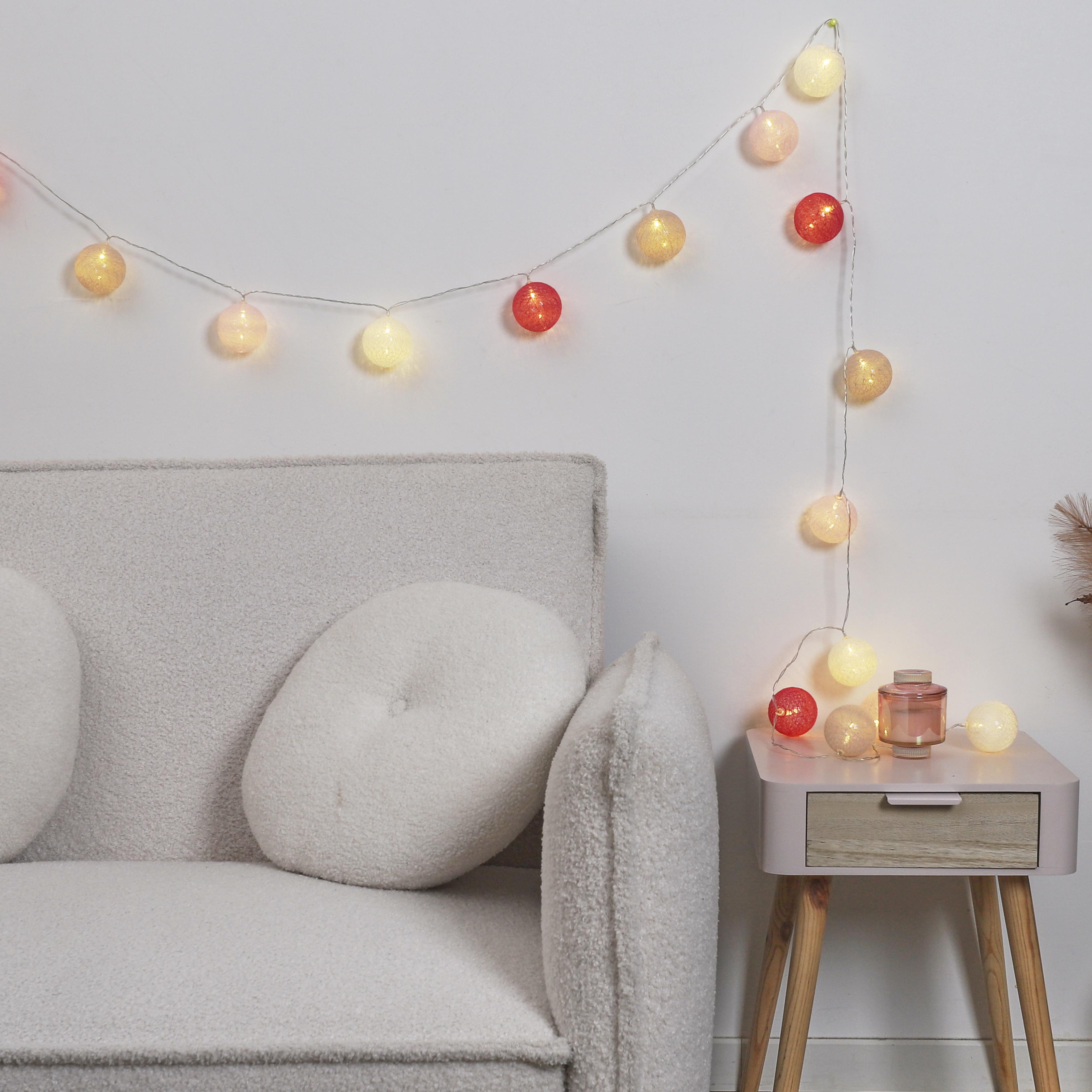 GUIRLANDE BOULE 20 LED NUANCE ROSE TAUPE