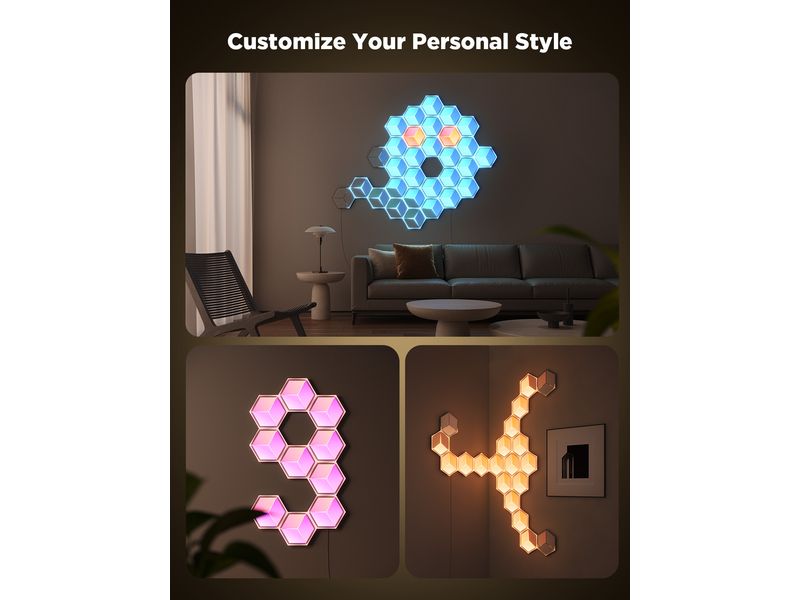 Govee Panelleuchte Glide Hexa Ultra, 7er-Pack, RGBIC Innovative 3D-Lichtpaneele