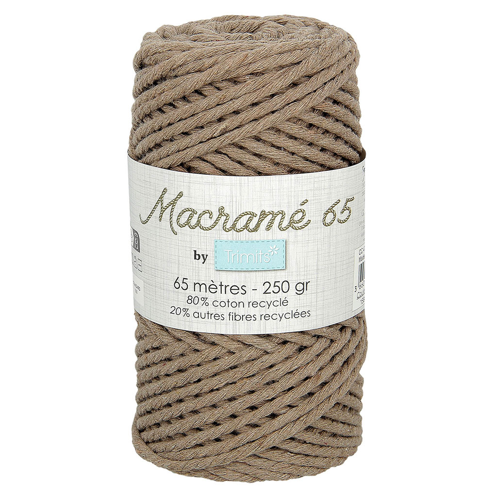 Pelote corde torsadée pour macramé marron 65m
