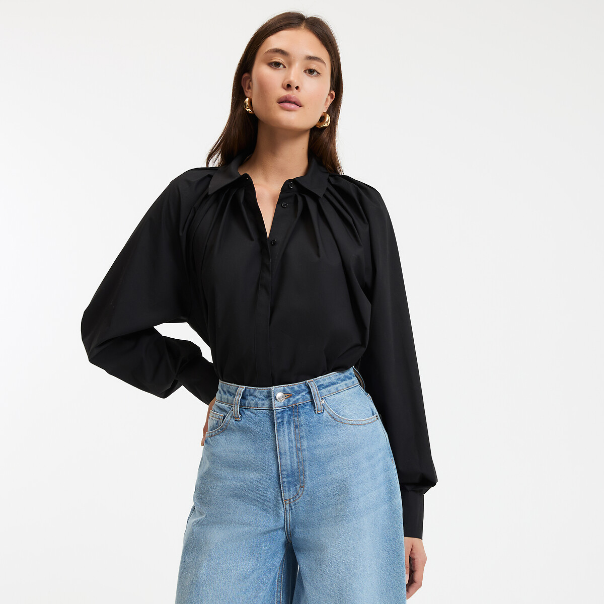 COLEÇÃO LA REDOUTE<br>Camisa larga de algodão, mangas compridas