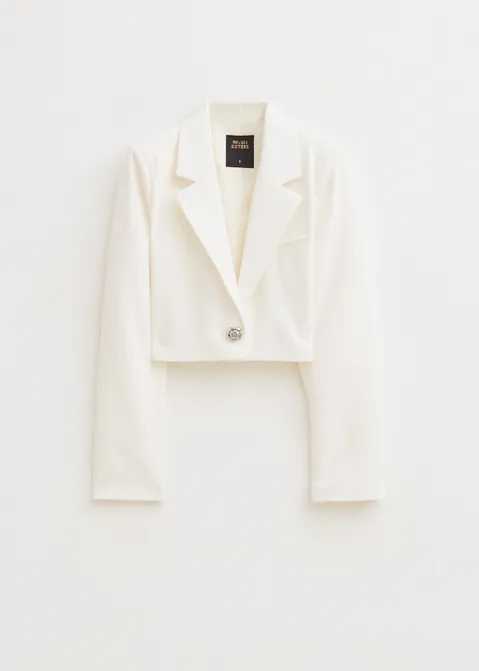 Korte blazer met zilveren knoop wit (WIT)
