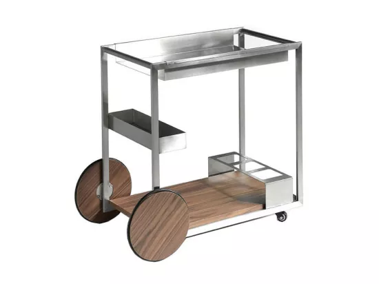 Chariot de minibar en acier poli et bois 3116 ANGEL CERDA