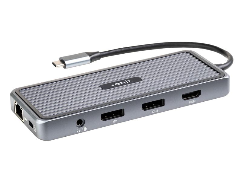 onit Dockingstation USB-C Kompakte USB-C-Dock mit 10 Anschlussmöglichkeiten