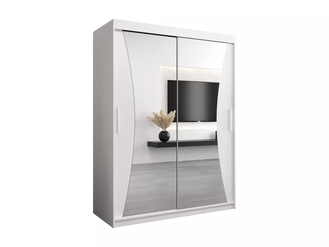 ARMOIRE MONACO À PORTES COULISSANTES 200/150/62 2 Portes (Blanc/Blanc)