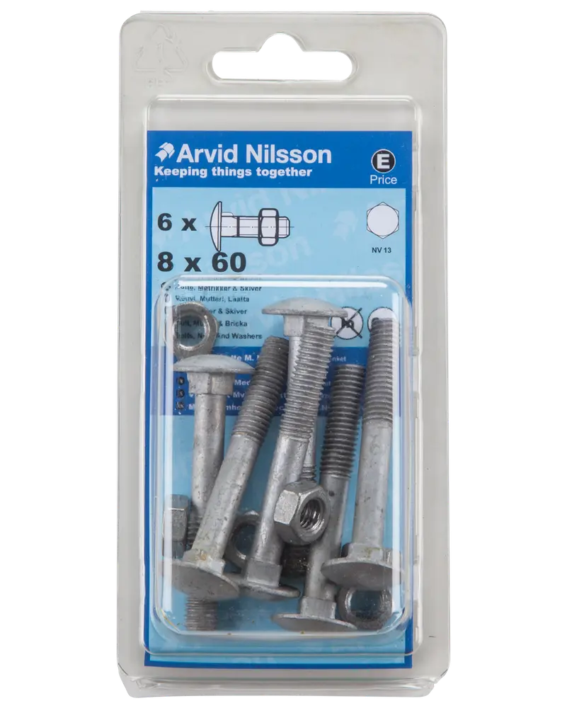 Arvid Nilsson Bræddebolt M8 x 60 mm 6-pak