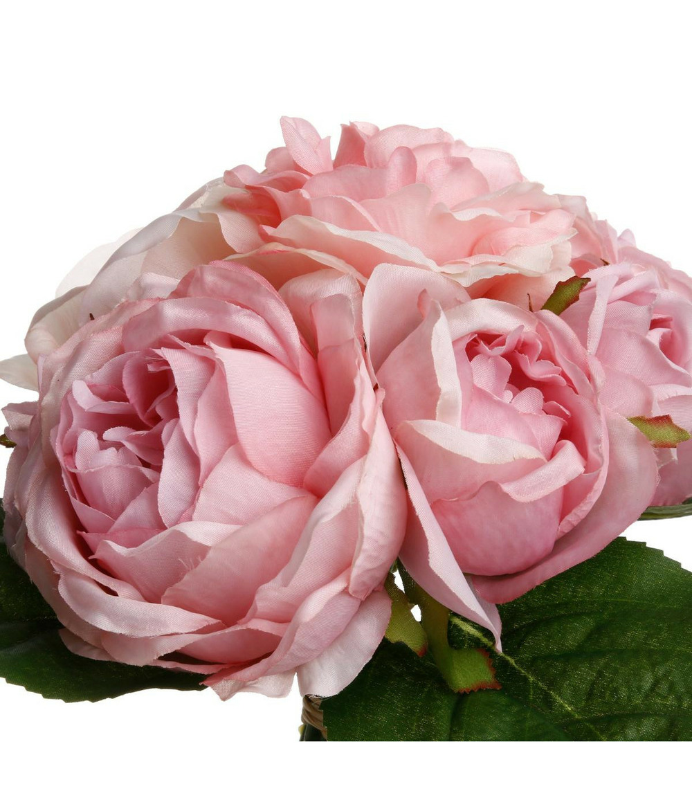 Bouquet de fleurs artificielles 9 roses anciennes d. 23 x h. 30 cm