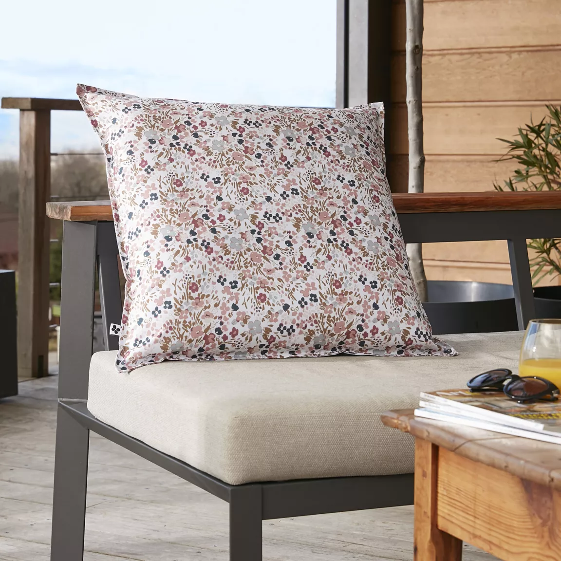 Housse de coussin extérieur carrée (60 x 60 cm) Capucine Beige