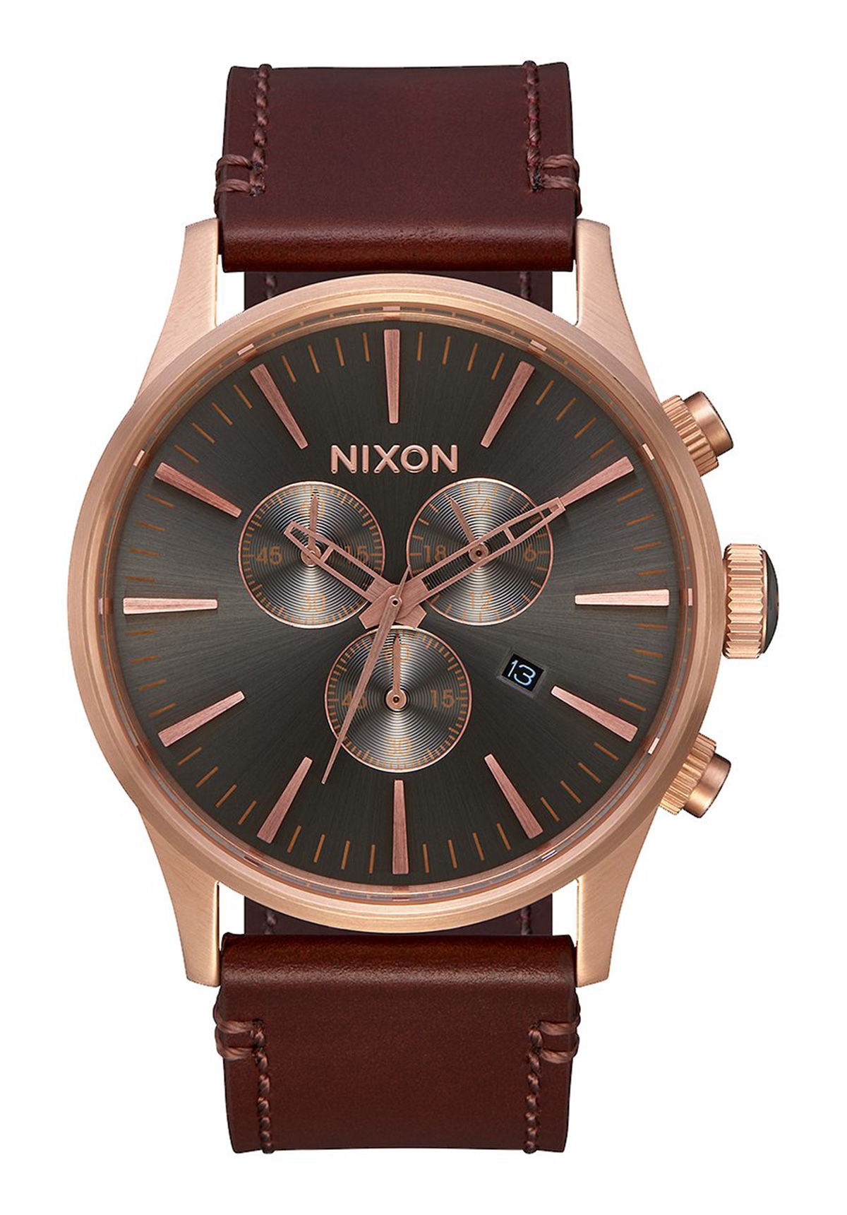 Nixon The Sentry Chrono Leather Rose Gold / A4052001