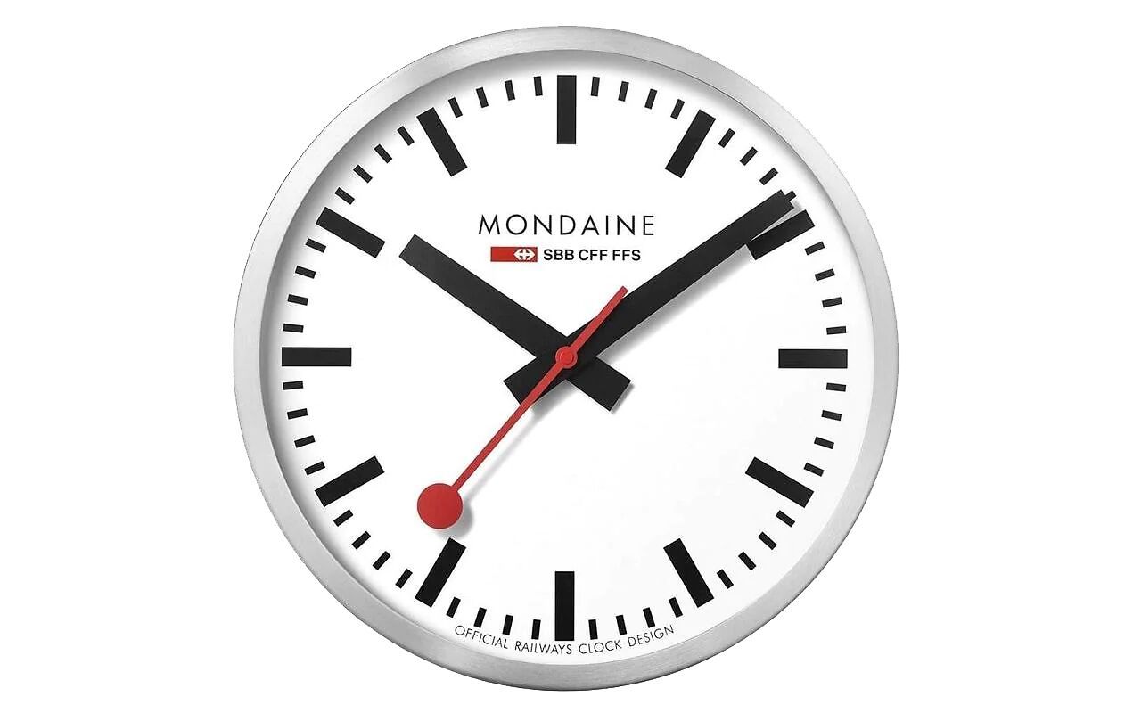 LE Mondaine Wanduhr Quartz D40 cm Silber - Silber, Weiss
