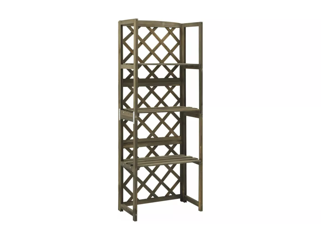 Treillis avec étagères Gris 55x30x140 cm Bois de sapin massif