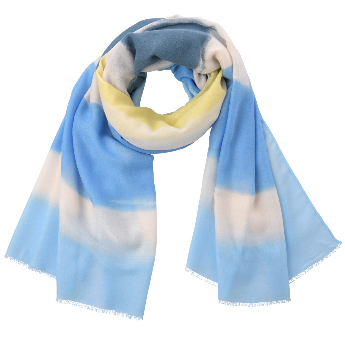 Gina Benotti Damen Tuch mit Fransen blau