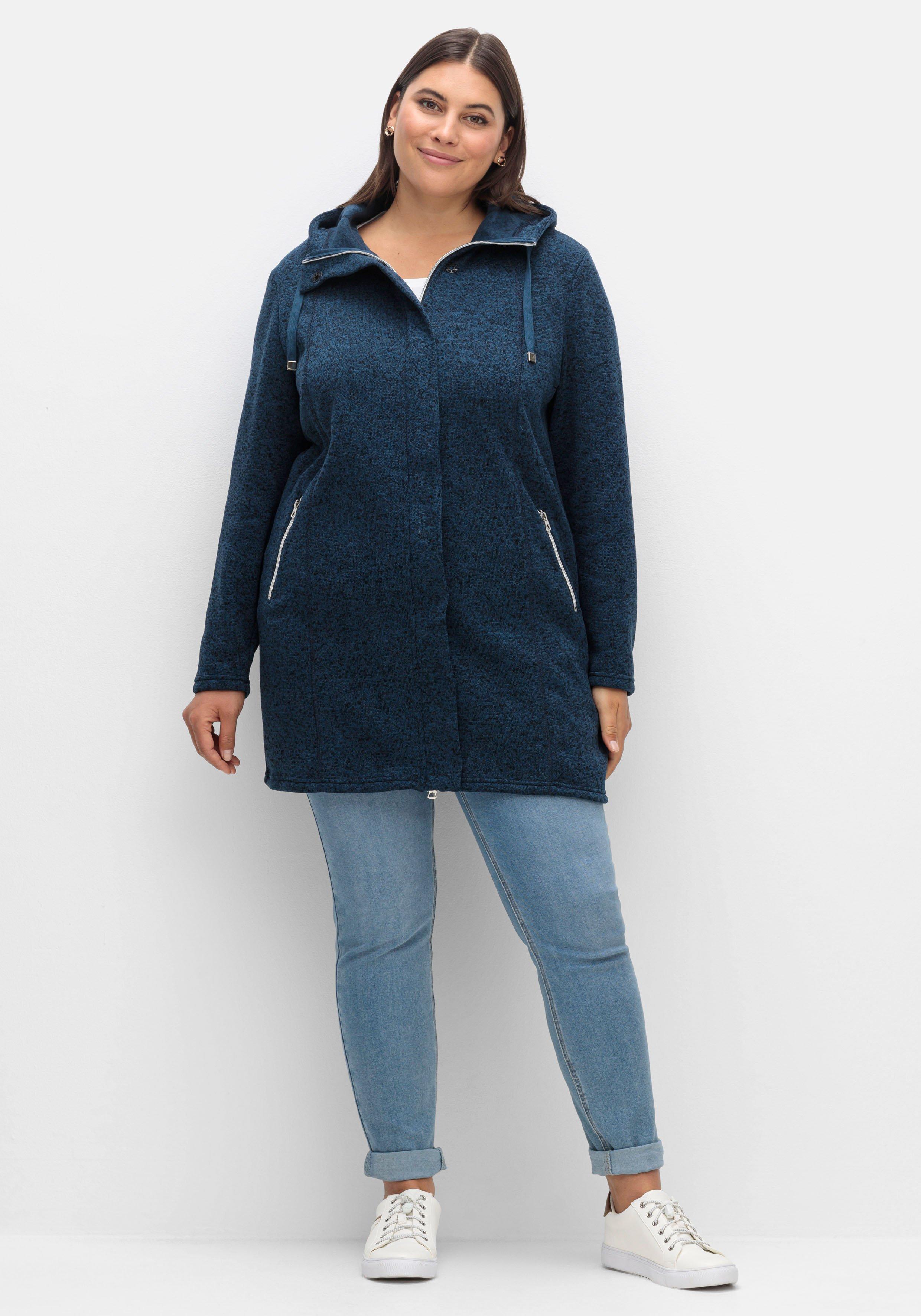 Fleecejacke mit Kapuze, in Melange-Optik