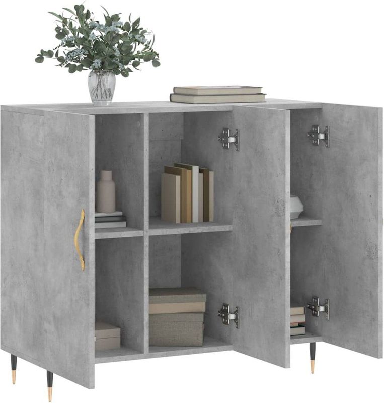vidaXL - Dressoir - Betongrijs - Bewerkt Hout