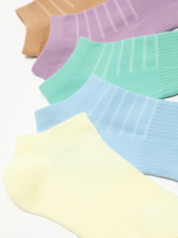 Pacote com 5 pares de meias esportivas - Amarelo Pastel