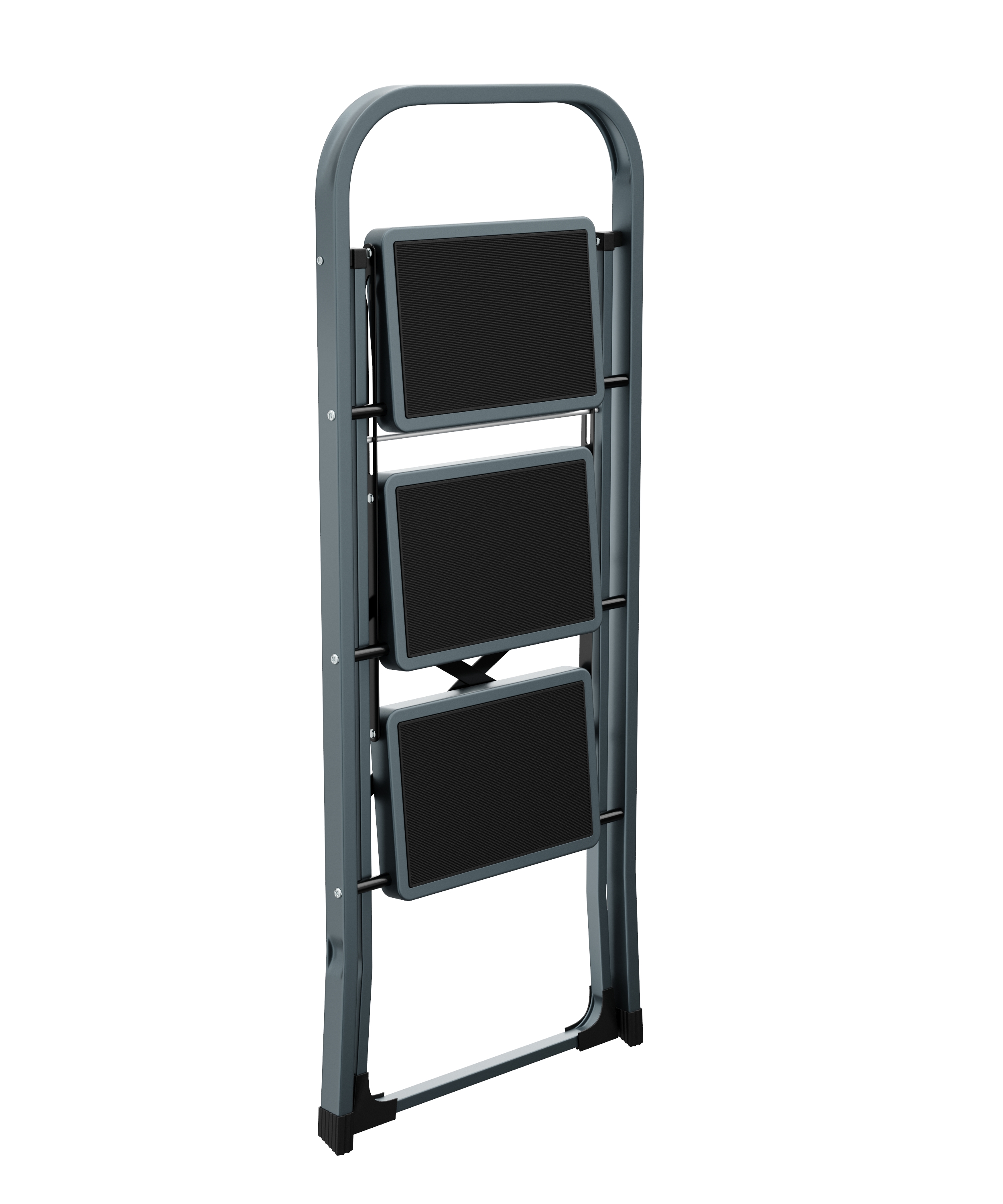 Trittleiter 3 Stufen grau/schwarz