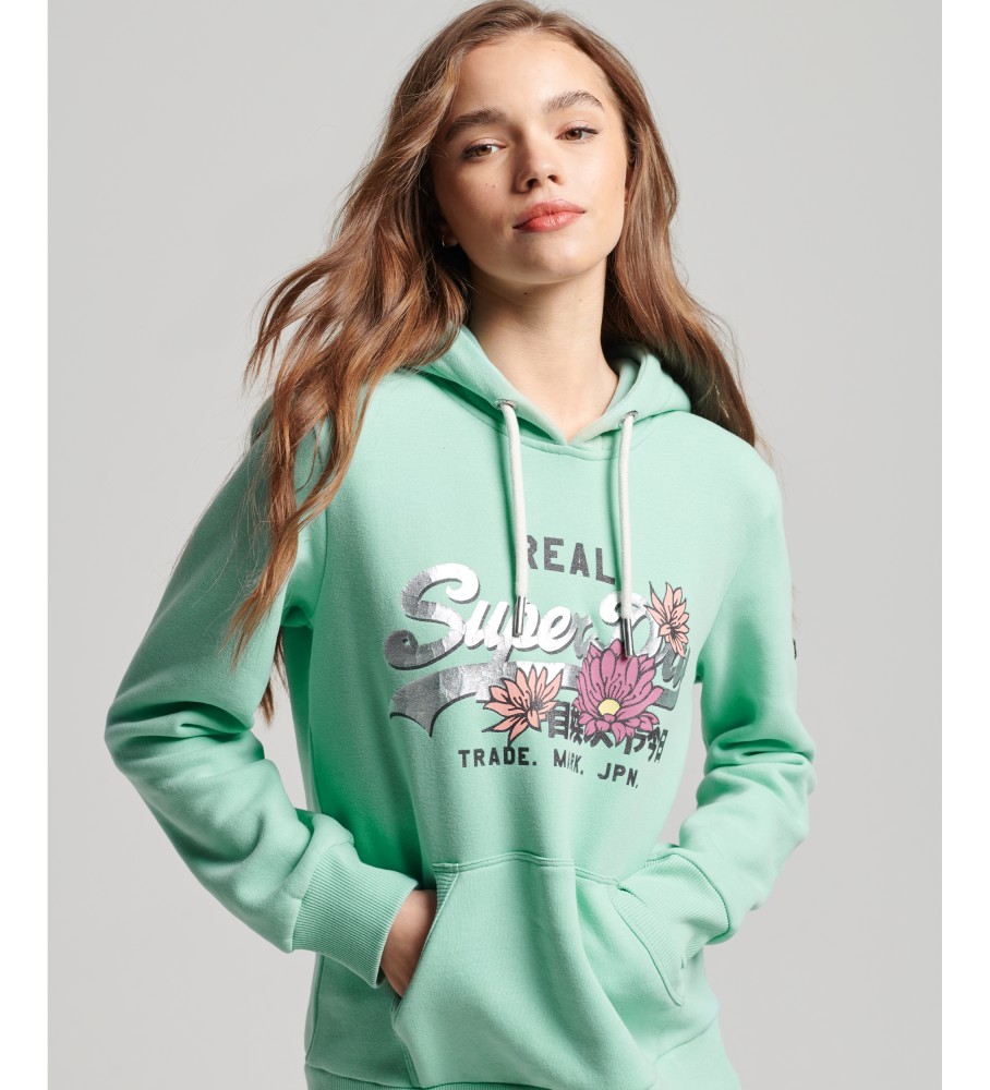 Moletom com capuz Superdry Vintage Narrative Logo Turquesa