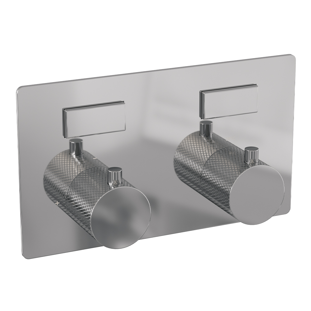 Brauer Chrome Carving thermostatische inbouw badkraan met badvulcombinatie en staafhanddouche set 3 chroom