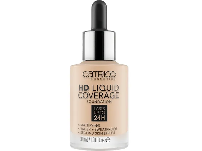 CATRICE_HD Liquid Coverage Foundation 24H mattifying face foundation 010 Light Beige 30ml