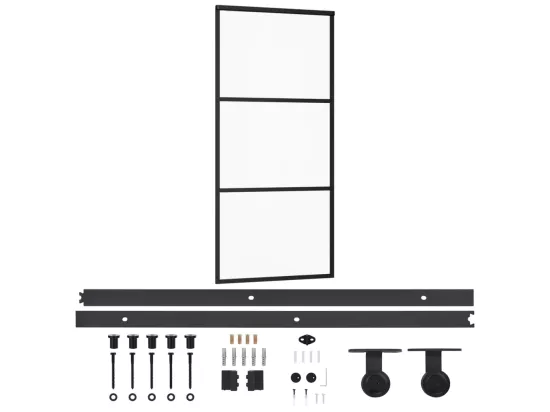 Porte coulissante et quincaillerie Verre et Aluminium 90x205 cm