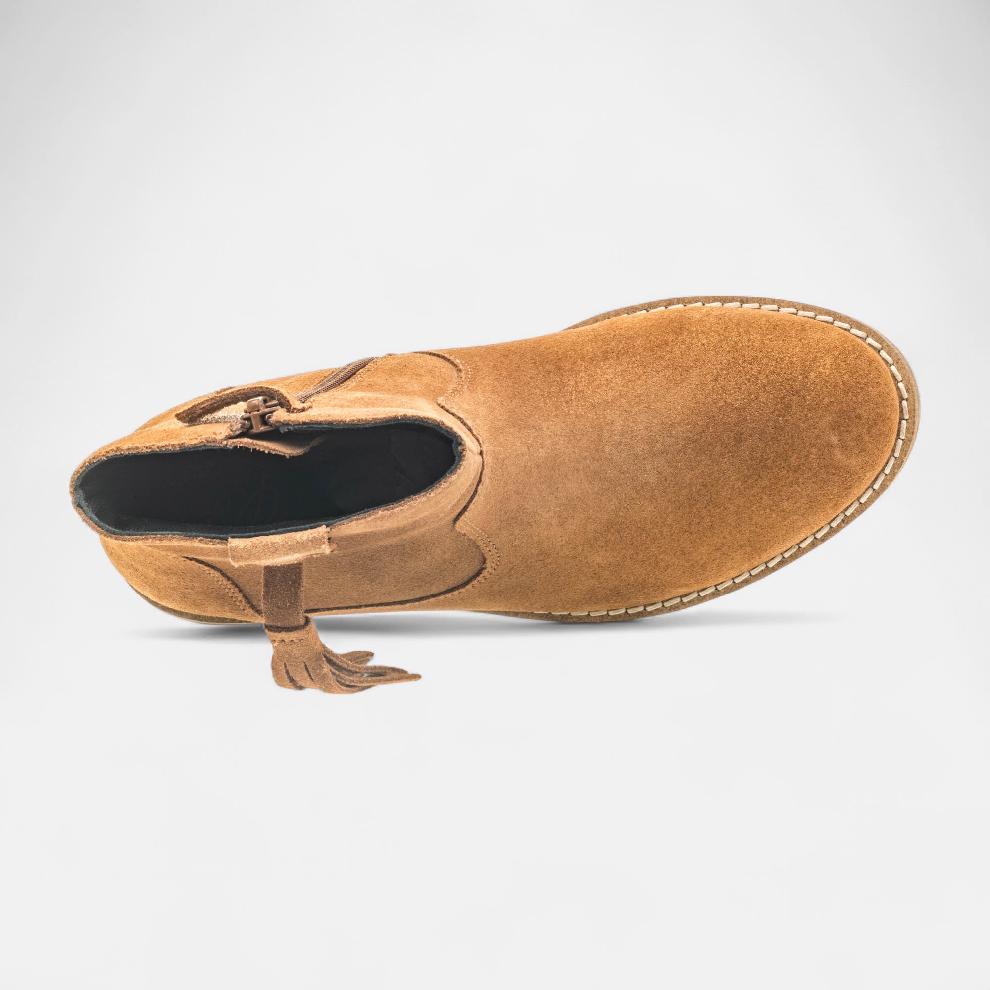 Bottines Fille en cuir cognac