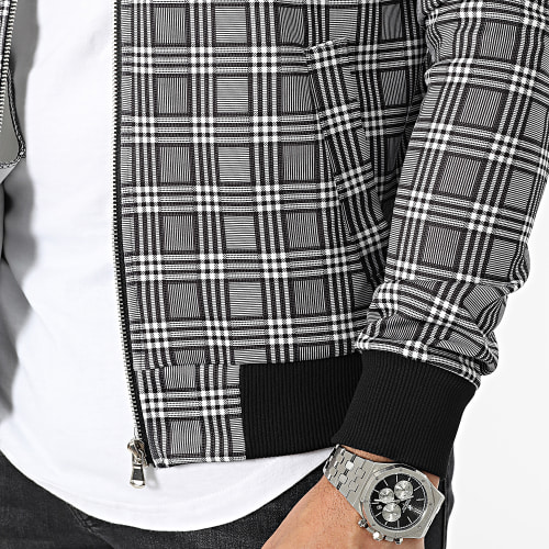 Veste Zippée A Carreaux Gris
