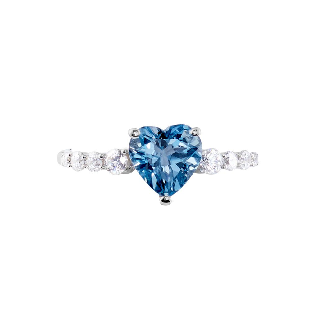 Bague Or Blanc Fany Topaze Oxydes De Zirconium