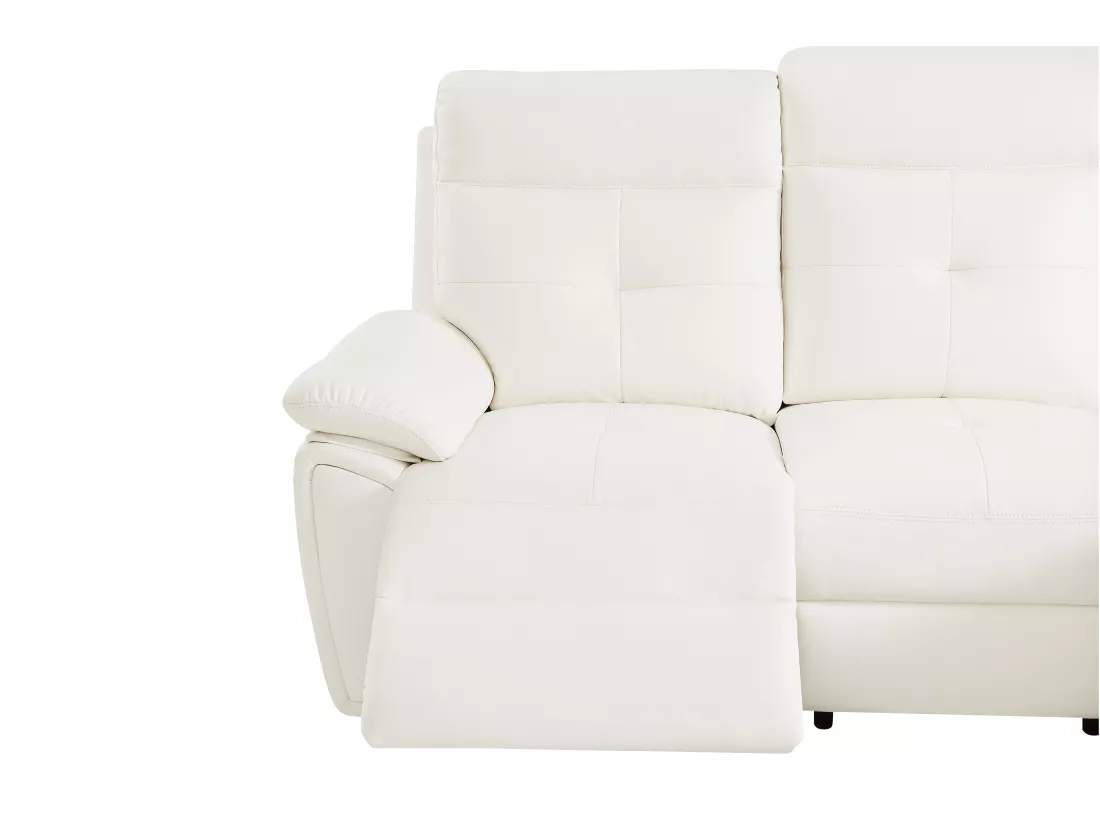 Canapé d'angle droit relax en cuir blanc VINETA