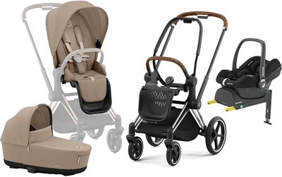 Cybex Priam Duovogn inkl. Maxi-Cosi CabrioFix & Base, Cozy Beige/Chrome Brown