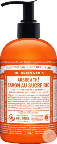 Dr Bronner's Savon Liquide Au Sucre Bio Arbre À Thé Visage Corps Cheveux Toutes Peaux 355ml