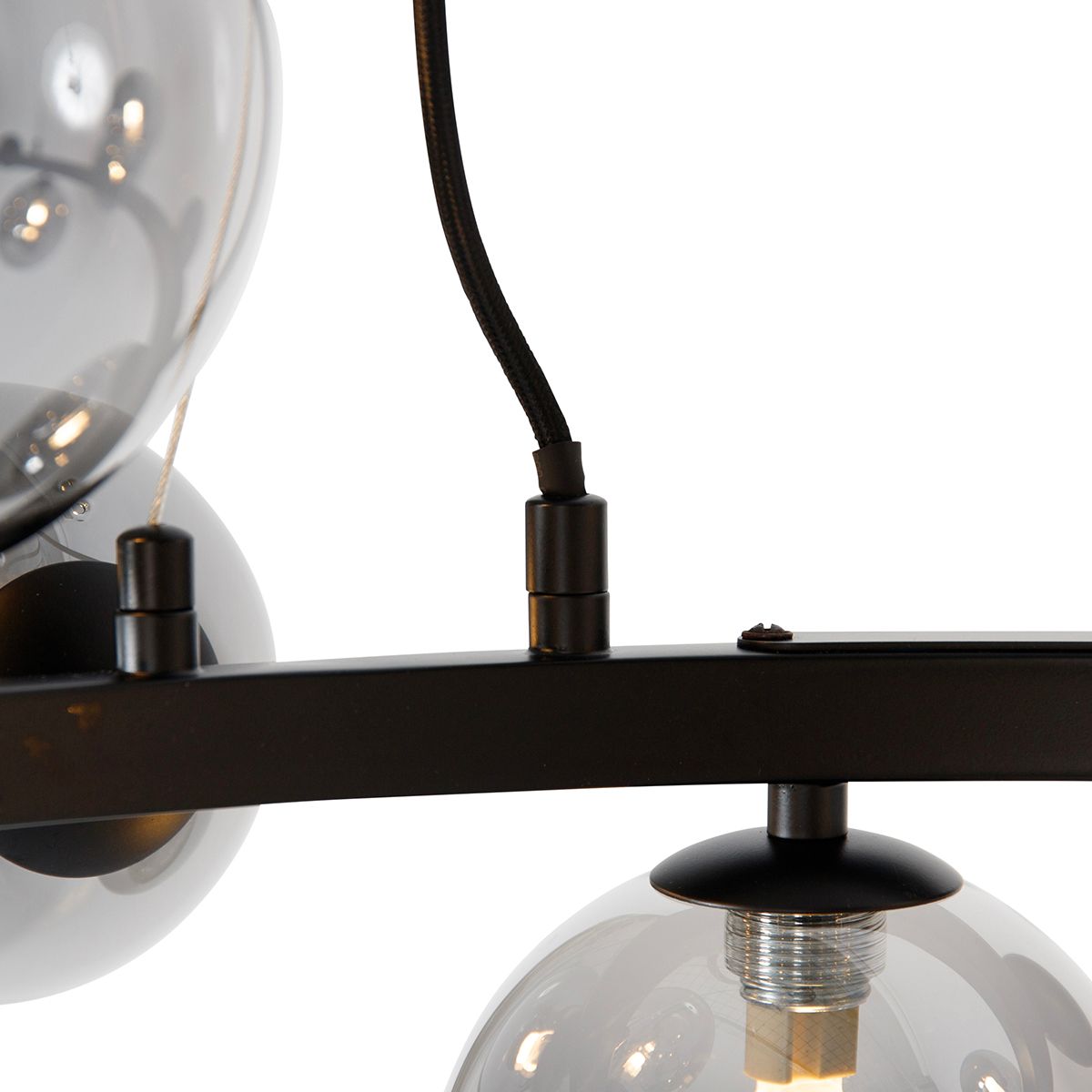 Art Deco hanglamp zwart met smoke glas 12-lichts - David