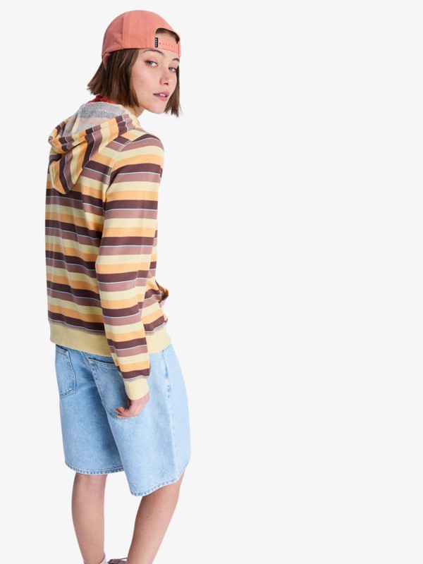 Perfect Stripe Sweat à capuche zippé rayé Marron Femme