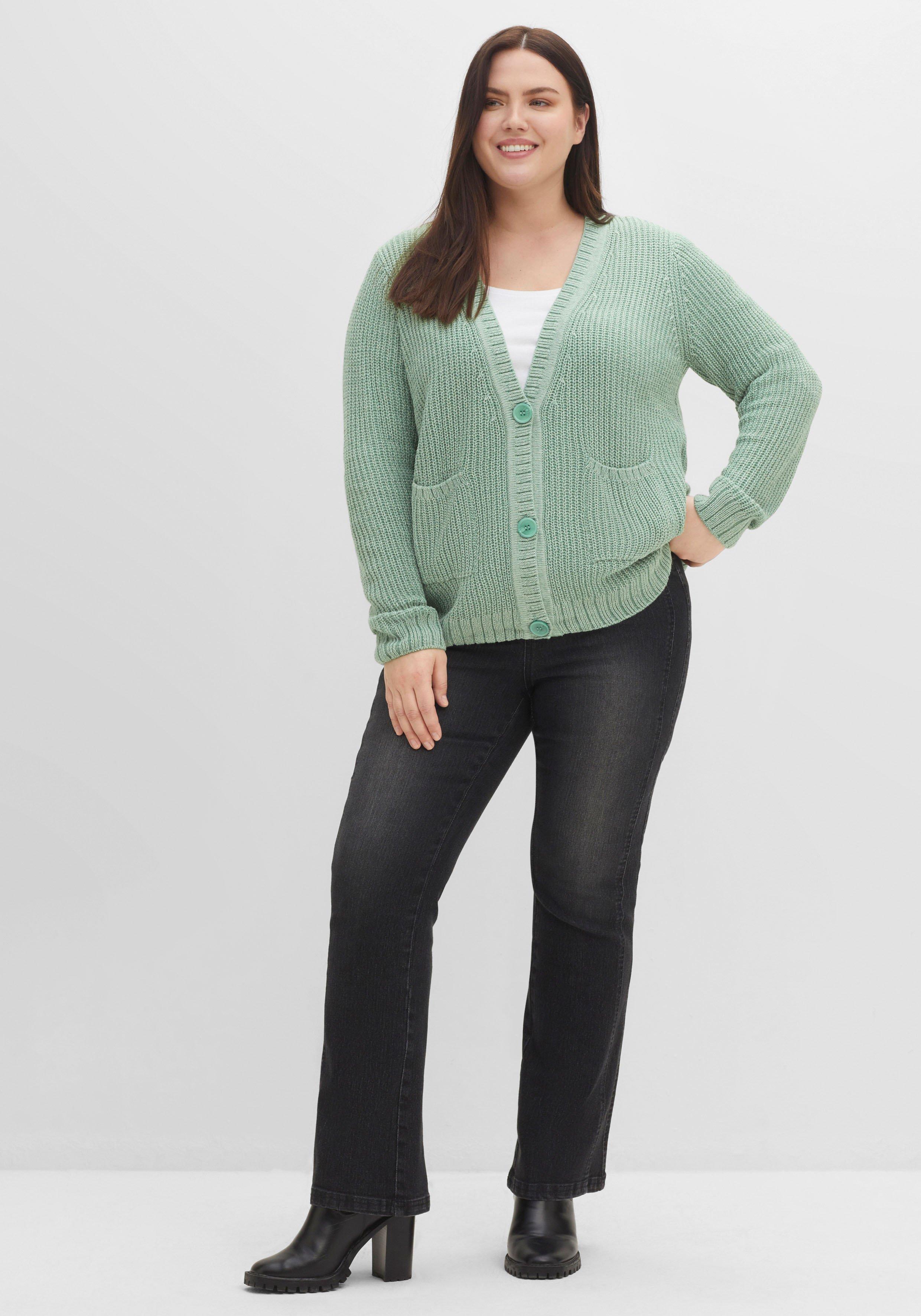 Strickjacke mit V-Ausschnitt und Taschen vorn
