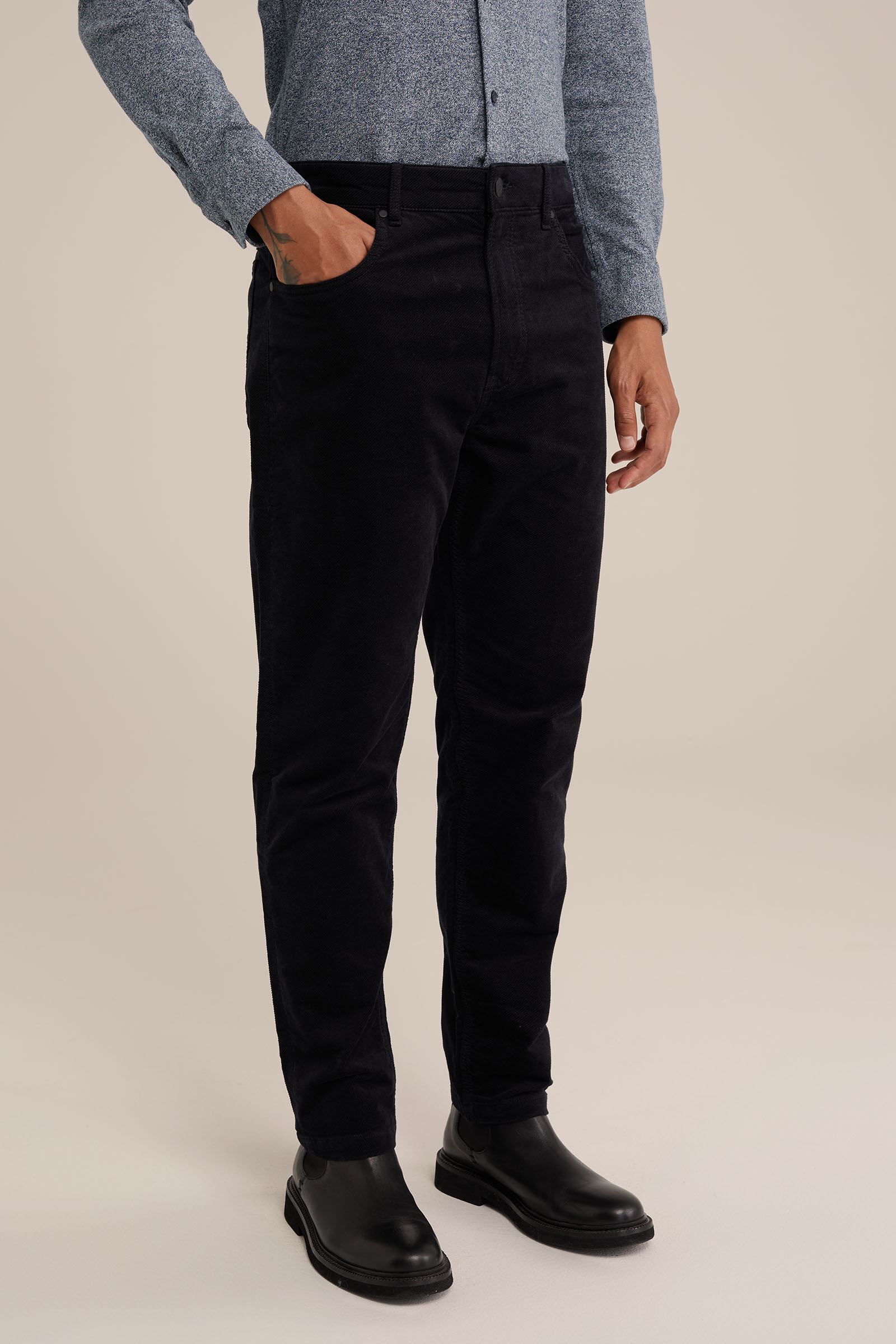 tapered fit broek van corduroy Van Gils Donkerblauw