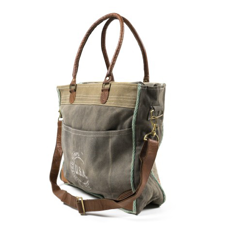 Umhängetasche 'Cliffstone' aus derbem Leinen, grau/beige, B 39 cm, H 33 cm günstig bestellen