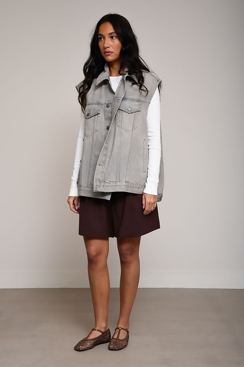 Janette denim sleeveless jacket