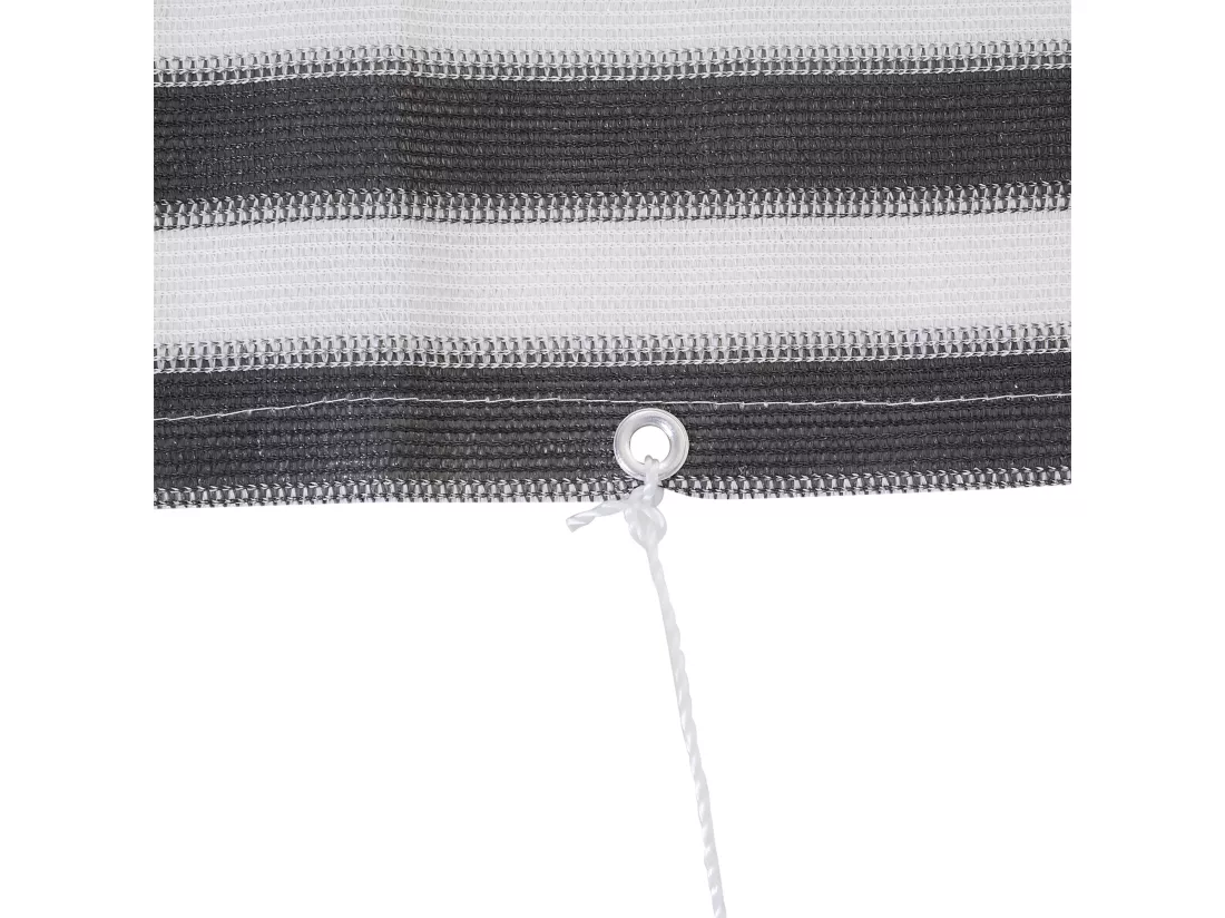 Lot de 2 brise-vue renforcés occultants HDPE haute densité 52 œillets + 4 cordons dim. 5L x 0,90H m gris blanc rayé