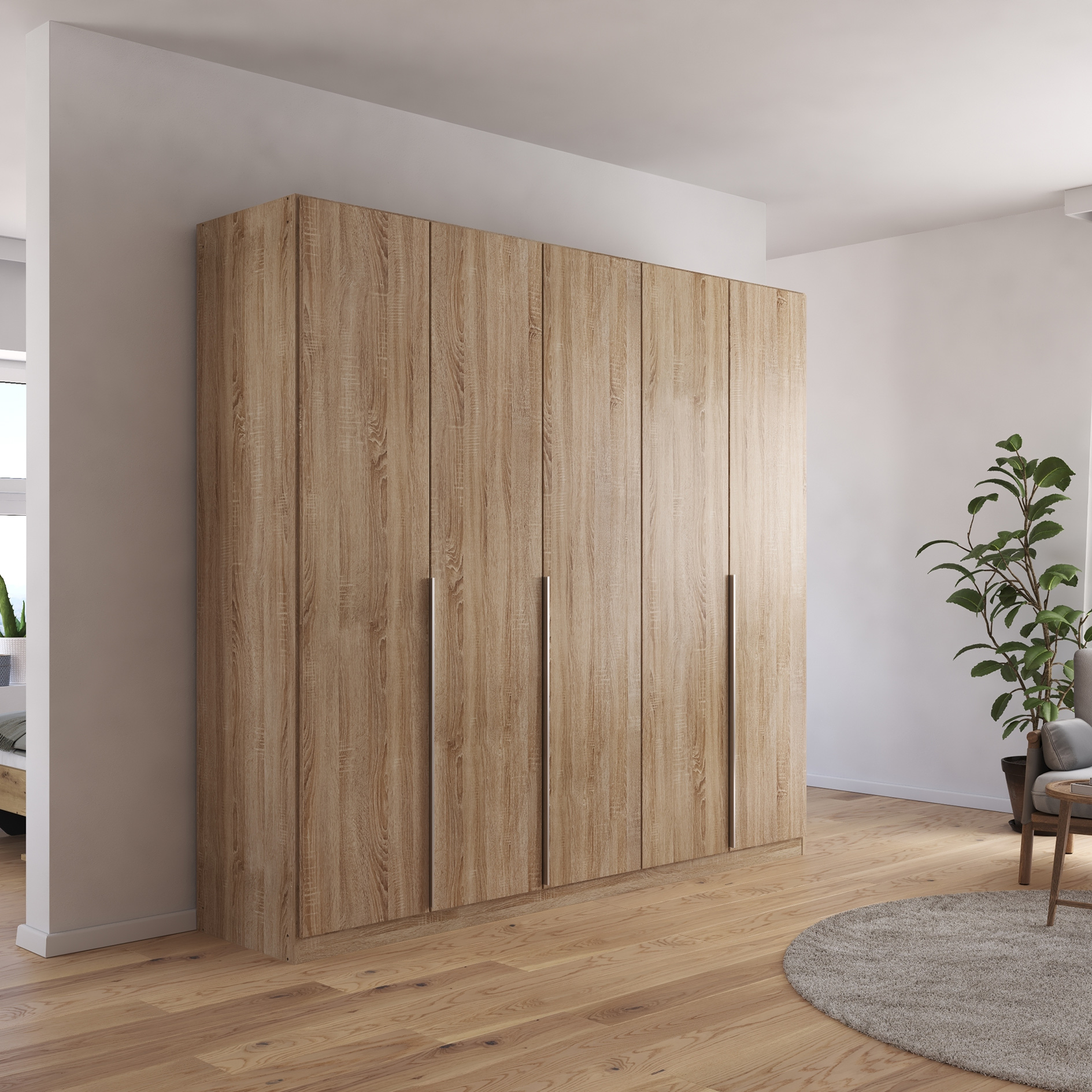 Drehtürenschrank - Sonoma EIche - 5-türig - 226x210 cm
