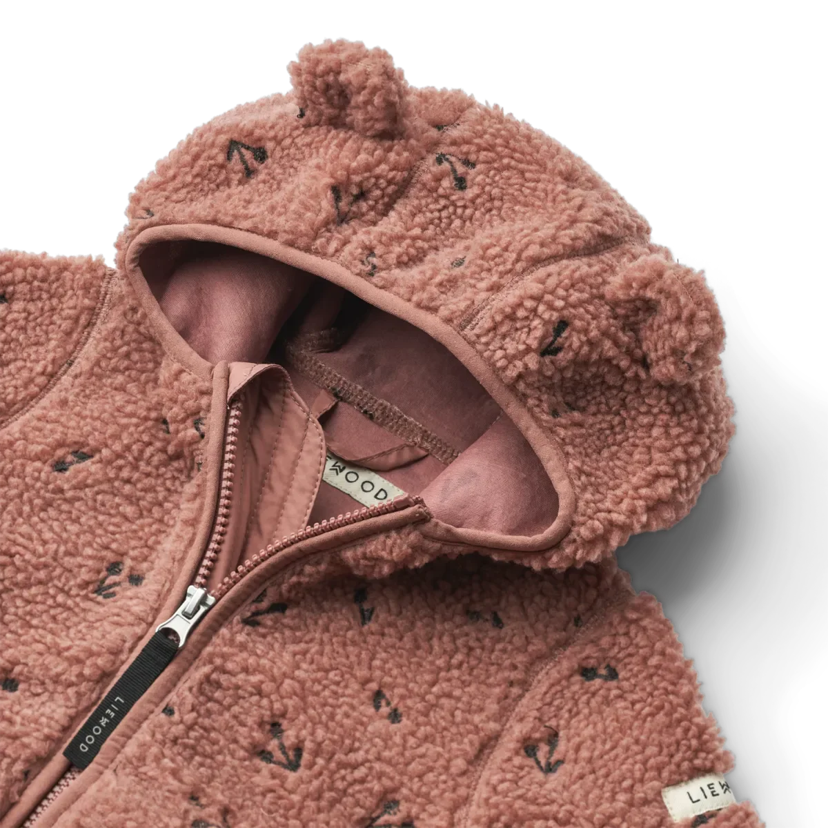 Liewood Mara Pile Jacket With Ears cherries dark rosetta