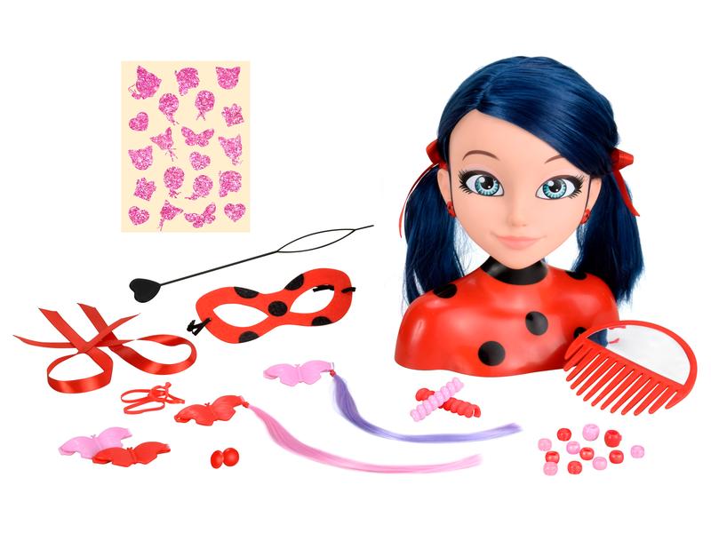 BANDAI Beauty Miraculous Deluxe Frisierkopf Ladybug Set Frisierkopf mit Styling-Zubehör