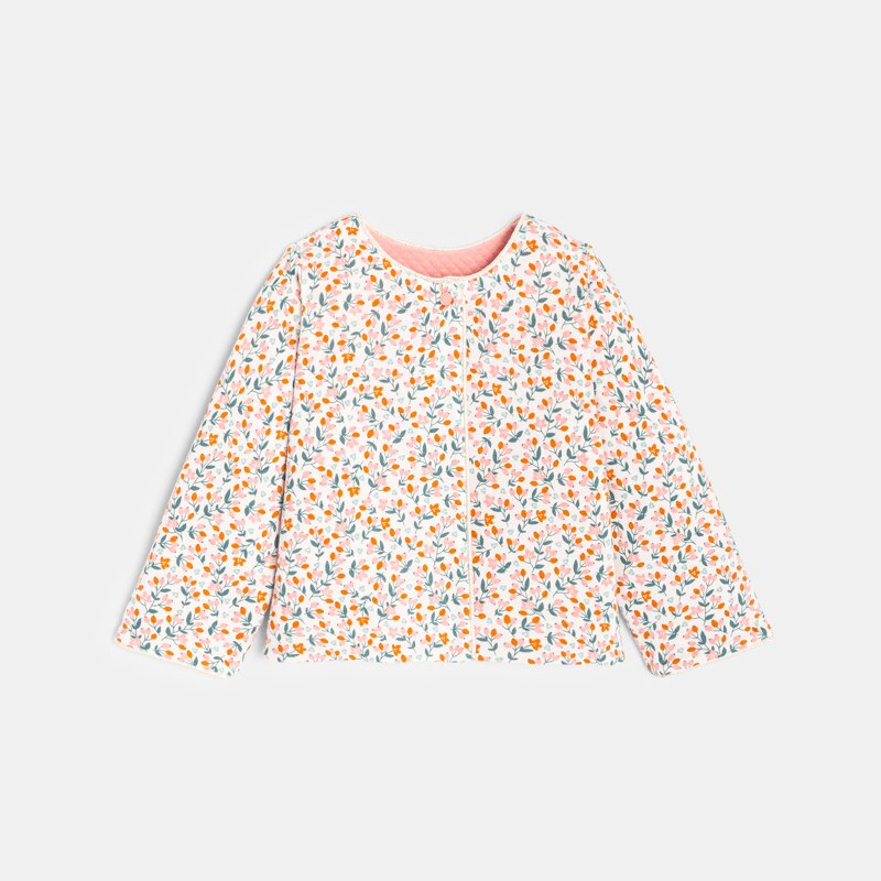 Gilet fleuri réversible rose bébé fille Rose