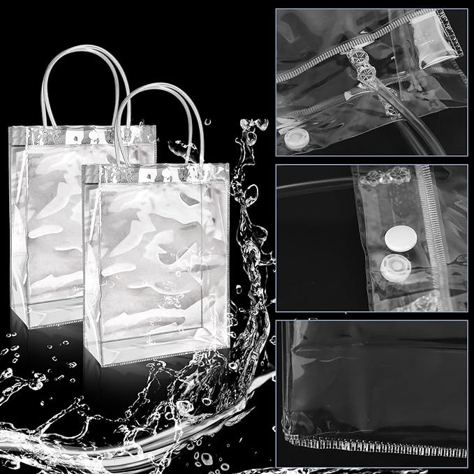(10er Set) 15x16cm Kunststoff Tüten Geschenktasche Candy Gift Bags mit Druckknopf - Transparent